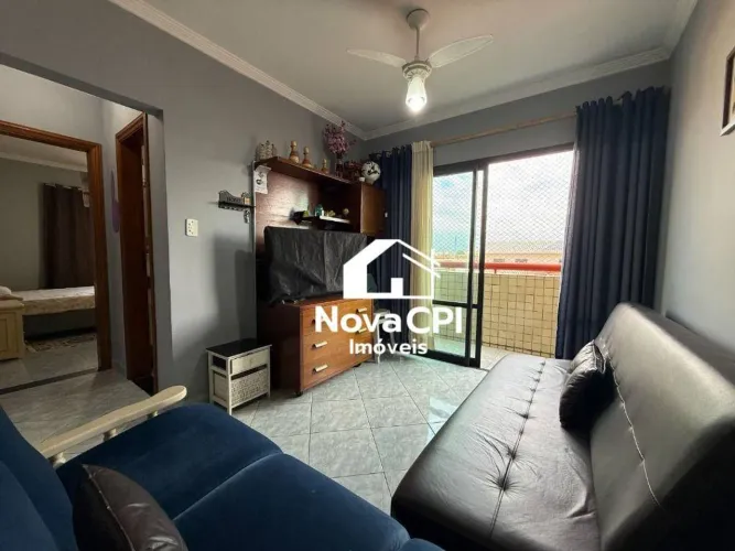 Apartamento Mobiliado com Vista Mar no Maracanã Praia Grande 1 Dormitório, Piscina e Saun