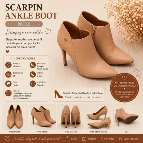 scarpin ankle boot vizzano nude | tam. 35