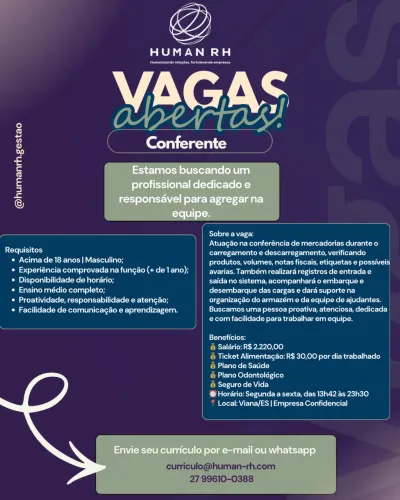 CONFERENTE | AUX DE CARG E DESCARGA - VIANA