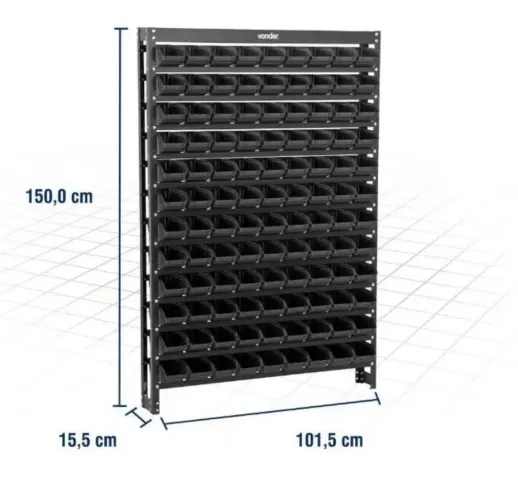 01 Estante Parafusos Organizador Prateleiras 108 Gavetas - VONDER