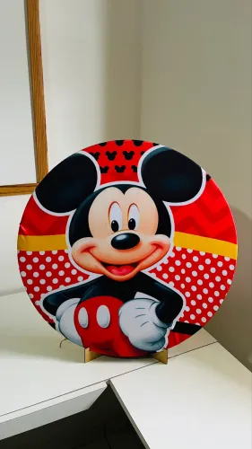 Capa Painel Redondo Mesa Sublimado C/ Elástico 50×50Cm Mickey