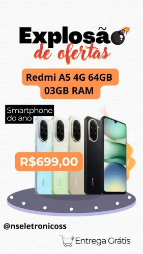 Celular Redmi A5 64GB 3GB Ram Preto Azul Dourado Entregamos Gratis Garantia