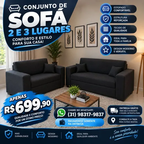 SOFÁ DE ALTA QUALIDADE, FRETE GRÁTIS PARA BH E REGIÃO METROPOLITANA