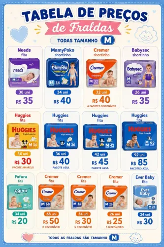 Fraldas M Várias marcas 