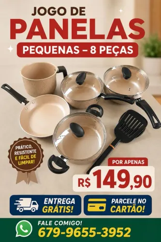 Jogo de panelas pequenas 8 peças entrega grátis
