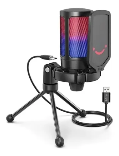 Microfone Gamer Fifine A6v Condensador C/ Pop Filter Tripe Cor Preto