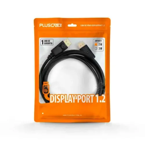 Cabo de Vídeo Displayport 1.2 PlusCable, 2m, Preto - DP1220