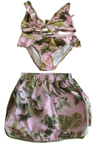Conjunto praia - shorts + biquini infantil - Green