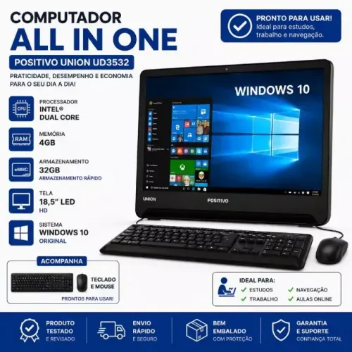 Computador All In One Positivo 18,5? Intel Dual Core 4GB Windows Completo