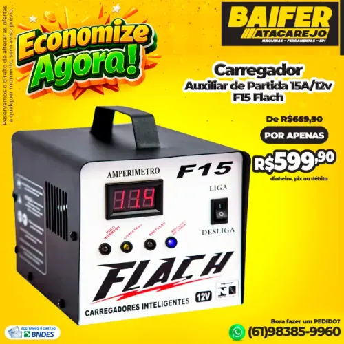 Carregador Auxiliar de Partida 15A/12v F15 Flach