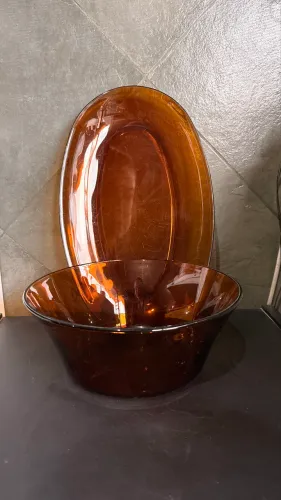 saladeira e travessa duralex âmbar