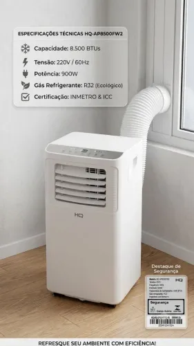 Ar Condicionado Portátil HQ 8500 BTUs (220V) - Completo e Gela Muito!