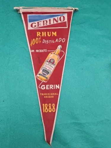 FLÂMULA DE SEDA ANTIGA ANOS 50 RHUM MERINO MEDINDO 14X34CM