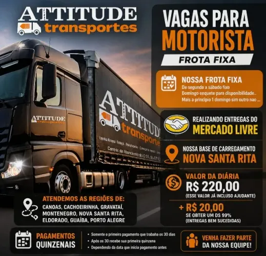 NOVA SANTA RITA -VAGA PARA MOTORISTA ENTREGADOR 