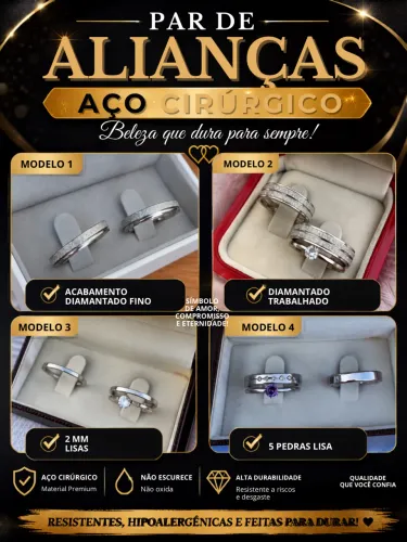 Par de Alianças Aço Cirúrgico Premium | Alta Durabilidade