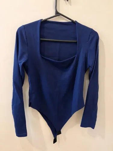 Body Azul Marinho Manga Longa Feminino