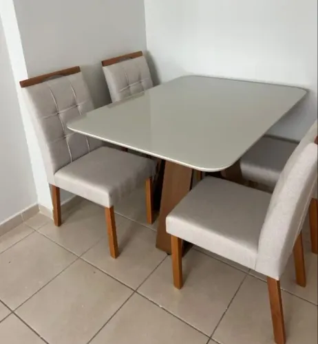 Mesa de Jantar com 4 Cadeiras Celeste 120x90 - FAAZEMOS ENTREGA!