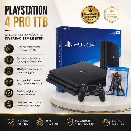 PS4 Pro 1TB Impecável | Lacrado de Fábrica | 1 Controle Original + Jogo + Caixa Original