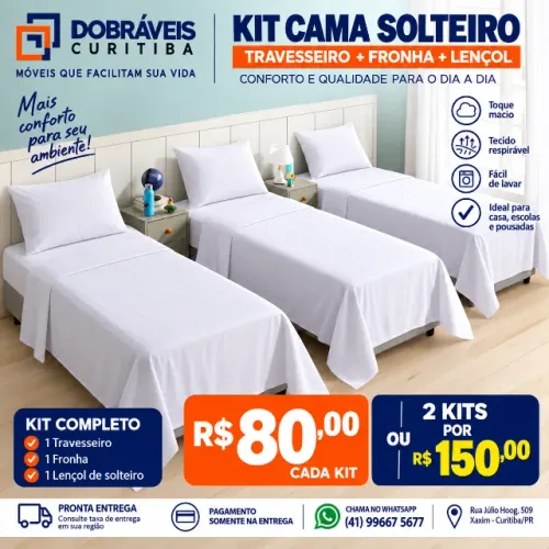 kit lencol + fronha + travesseiro