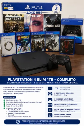 PS4 SLIM 1TB 2 controles