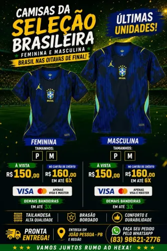 Camisas Seleção Brasil - Feminina e Masculina - Tailandesa