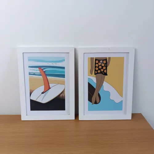 Par de quadros decorativos de surf 
