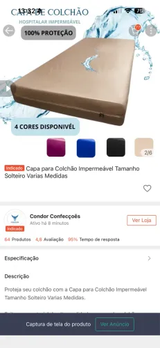 Capa impermeável 1.88 por 88 espresura do colchão