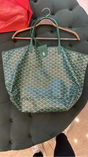 Bolsa goyard grande couro legítimo verde com bolsinha