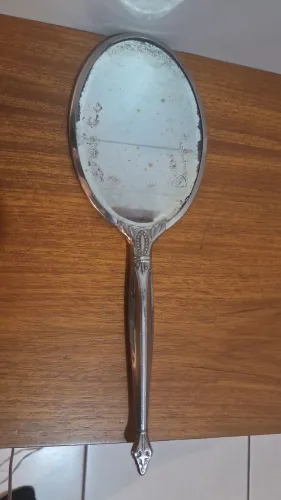 Raro Espelho de Mão Bisotado década 30/40 item de Colecionador 