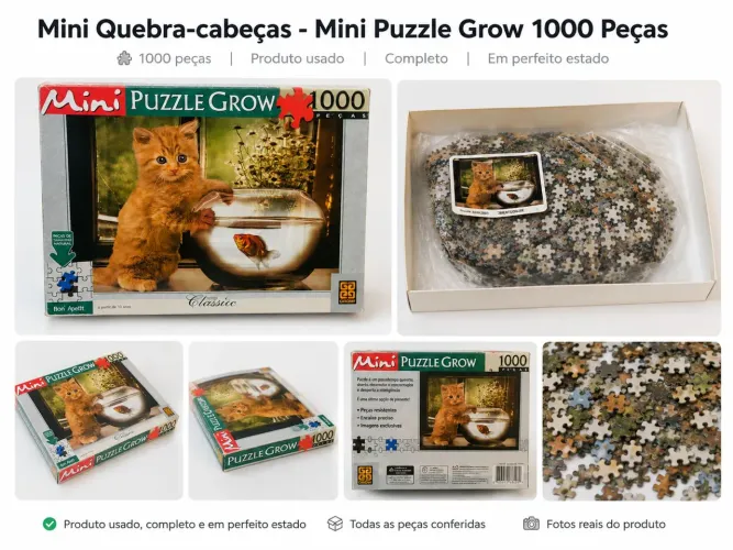 mini puzzle grow 1000 peças gatinho