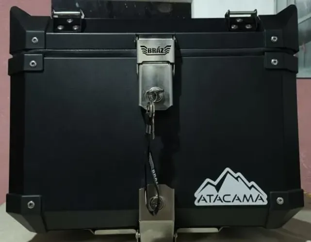 Baú Bauleto de Alumínio Preto 43L + Bagageiro Suporte de Baú Yamaha XTZ 250 Lander