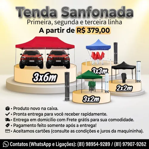 Tenda sanfonada primeira ,segunda e terceira linha
