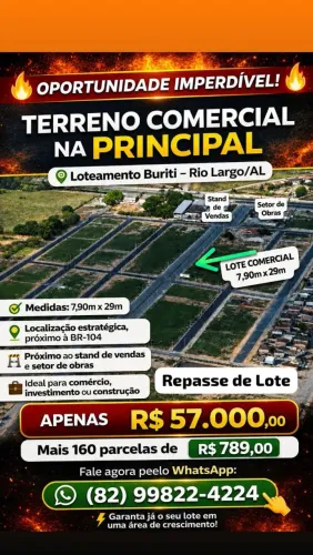 REPASSO LOTE COMERCIAL NO LOTEAMENTO BURITI
