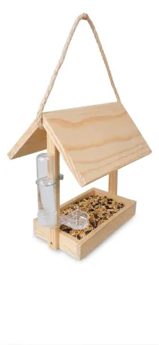 Casinha para pássaros com bebedouro 