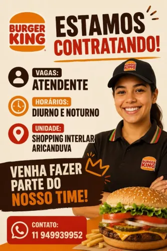 Vaga para Atendente Burger King