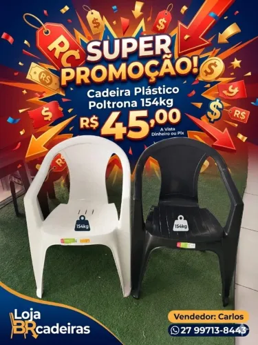 Cadeira Plástico Poltrona - Novas 