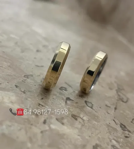 Alianças Chanfradas 4mm Moeda Antiga Maciça 