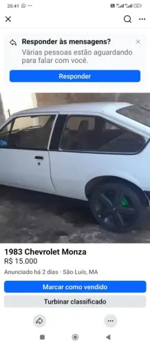 Chevrolet Monza GL 1.8 Efi/ SL/ L/ 650/barc. 2e4p (álcool) 1983