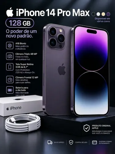 iPhone 14 Pro Max 128gb Preto/Roxo
