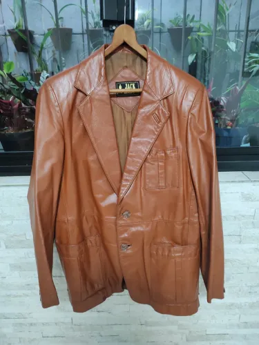 Blazer Jaqueta de Couro Legítimo Caramelo 