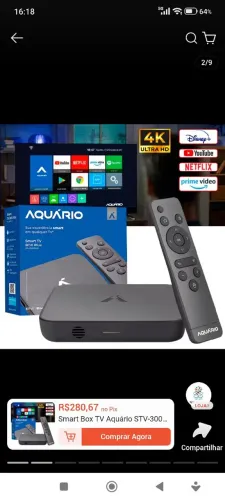 Smart box tv aquário STV-3000 Plus 4K Android 11 wi-fi HDMI RCA original