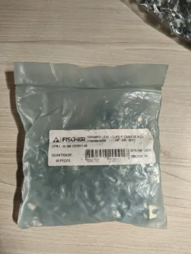 Kit com 25 Clips Grampo Leve para Cabo de Aço 1/8" - Fischer