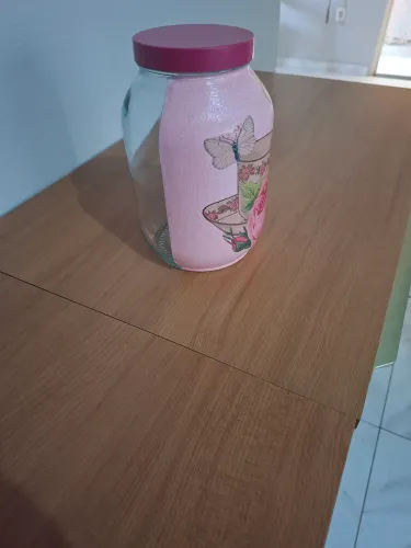 Pote de vidro decorado 