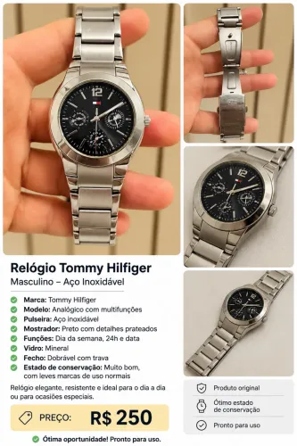 Relógio Tommy Hilfiger Original Masculino Aço Inox