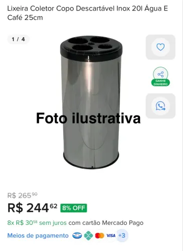 Lixeira empresarial 4 furos