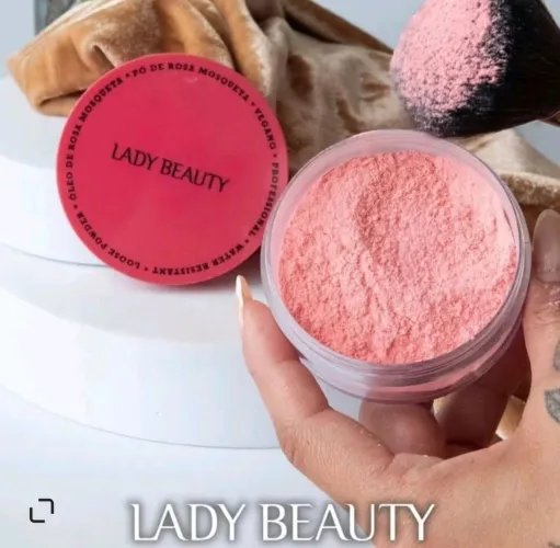 pó rosa mosqueta vegano 15g: acabamento profissional e natural
