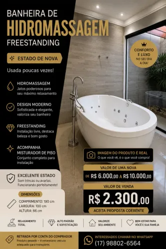 Banheira de hidromassagem Freestanding