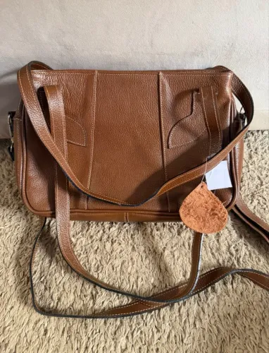Bolsa couro legítimo - caramelo - nova 