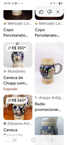 Caneca grande shopping antiga porcelana