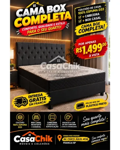 CAMA BOX CASAL COMPLETA - OFERTA ESPECIAL!